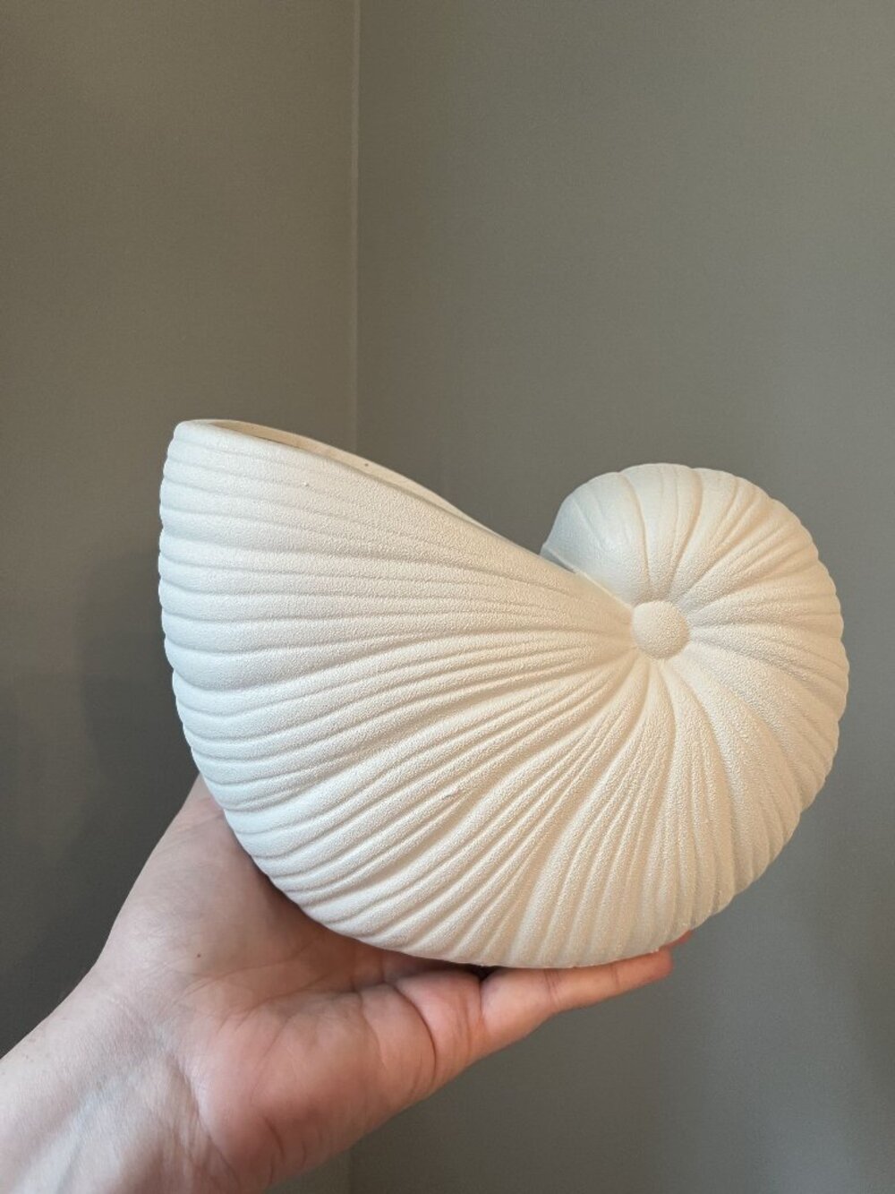 Shell-Shaped Ceramic Planter Vase Textured Cream Nautical Decor